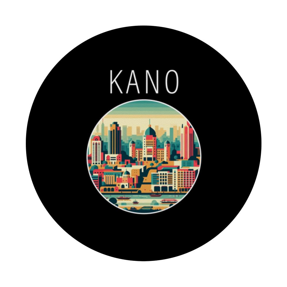 Kano scenery Art Deco PopSockets Swappable PopGrip, Black - Image 3