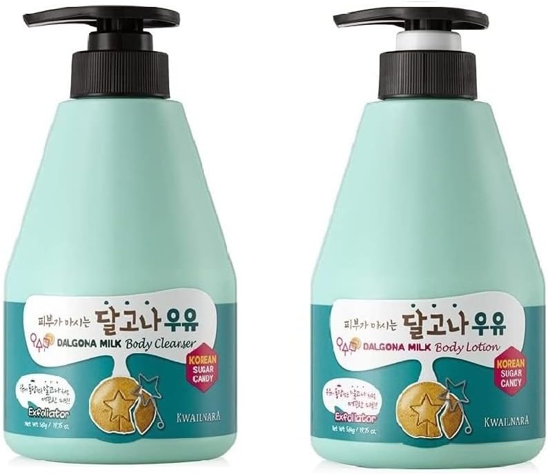 Kwailnara Conjunto Dalgona Milk com Sabonete Líquido e Loção Corporal, 2 peças, 19,75 oz cada