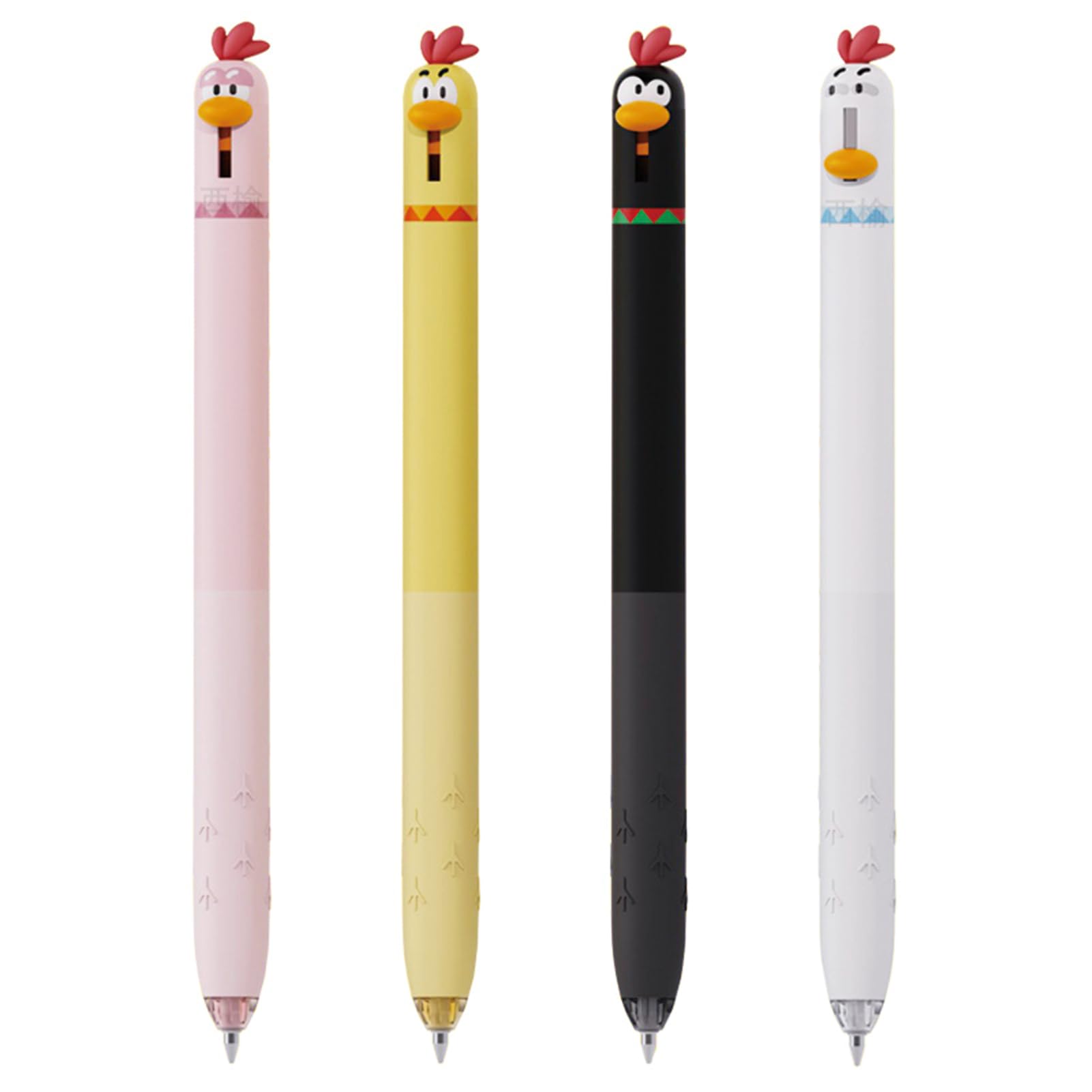 4 Pcs Cute Gel Pens Cartoon Chick Retractable Pens 0 5mm Black Ink Writing Pen Kawaii Funny Chicken