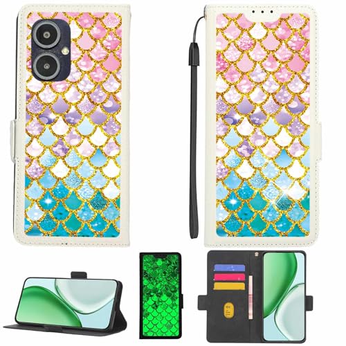 Kinetijy Case Compatible for Redbeat D5 Phone Case Flip Cover [with Tempered Glass Screen Protector][RFID Blocking][Gold Glitter+Luminous] LPT-YL