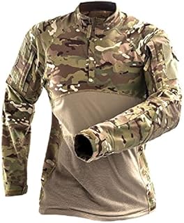 H World EU Men's Tactical Combat Hunting Military Long Sleeve Shirt with Zipper MC