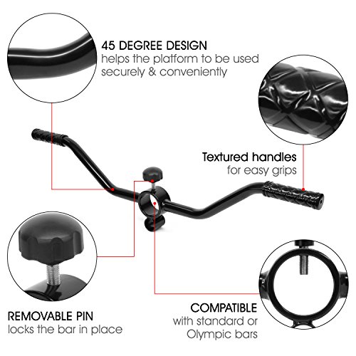 Yes4All Lat Blaster Bar for Weight Training Workout – Fits 1 inch Standard and 2 inch Olympic Bars – Support up to 300 lbs – T Bar Row Handle (Black)