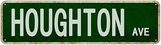 Houghton Avenue Vintage Tin Sign - Retro Road Street Name Wall Art Hanging Decorations for Home