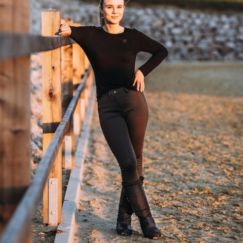 RL24 - Kinder & Damen Thermostiefel Classic schwarz | wasserdichte Winterstiefel | mit Klettverschlüssen für verstellbare Wadenbreite | gefütterte Schneestiefel | Reitstiefel in Größe 41