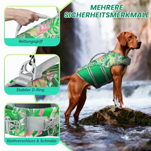 VIVAGLORY Hunde Schwimmweste Sports Style Hundeschwimmweste, L, Grün