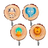 4 Stücke Selbstklebender Haken aus Holz,Klebehaken Kinder Kleiderhaken ,Wandhaken,Selbstklebende Kinderkleiderhaken werden für Handtücher, Rucksäcke, Mützen und Mäntel verwendet.