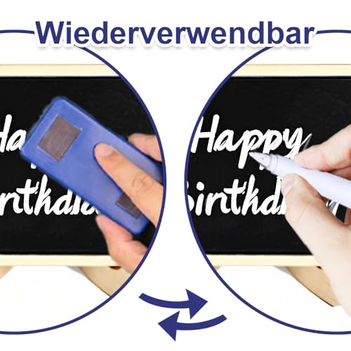 Mini Kreidetafel mit Ständer, 20 Stück Kreidetafel Klein mit Kreidemarker und Blackboard Reiben, Tafel zum Beschriften Kleine Tafel zum Buffetschilder für Buffet Hochzeit Party