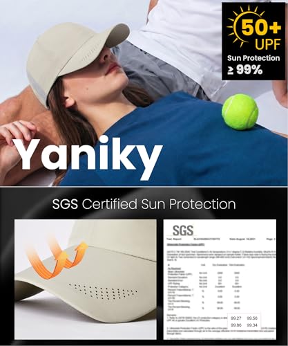 Image of YANIKY Running Hat for Men & Women, UPF 50+ Quick Dry Baseball Cap, Lightweight Breathable Sports Hat for Golf and Tennis