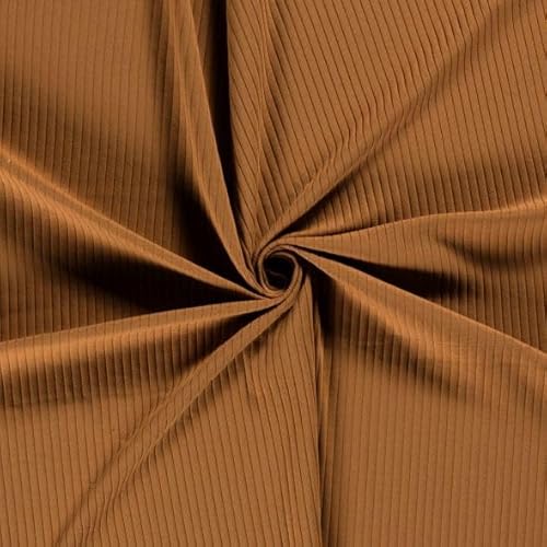 RIB Jersey TESSA Uni 0,5m Baumwolljersey gerippt- Ökotex Standard 100 Klasse 1 - Meterware Bekleidungsstoff (Karamel)
