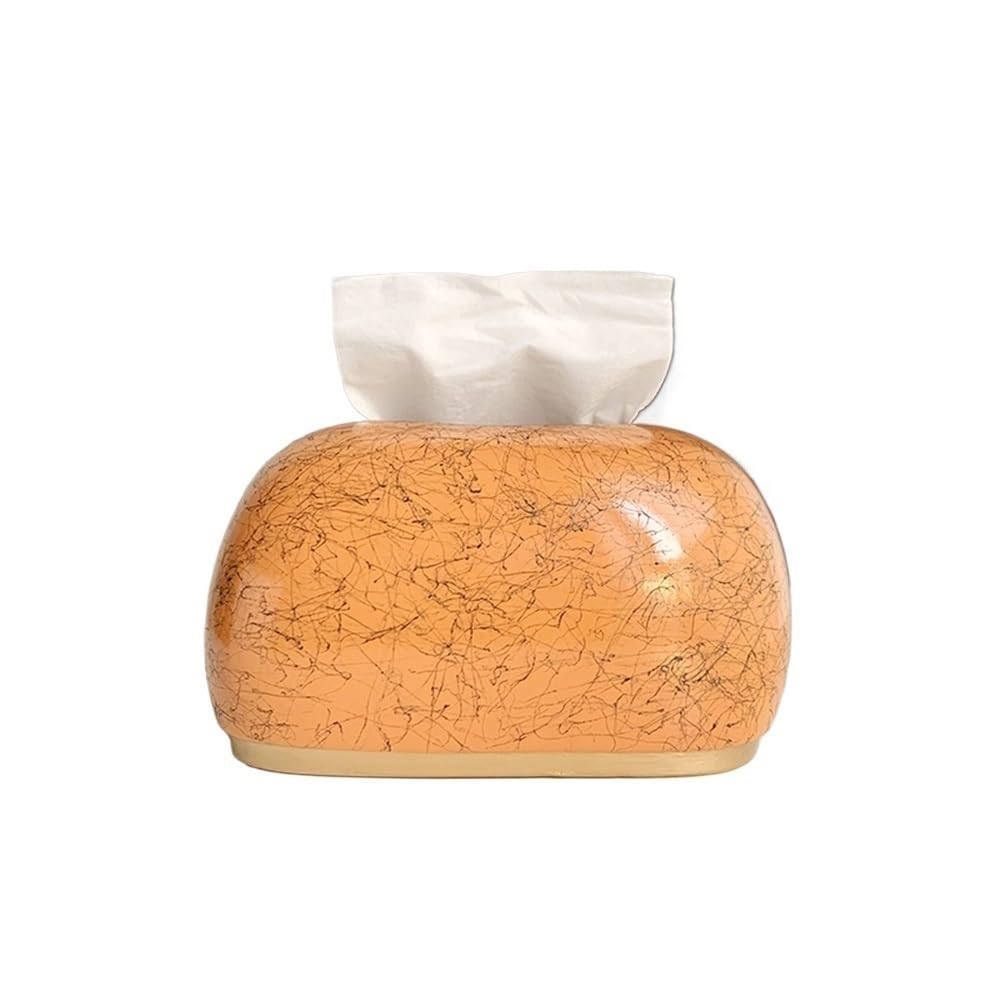 Tissue Holder Dispenser Tissue Box Ceramic Rounded Square for Home Living Room Drawer for Living Room(Yellow)