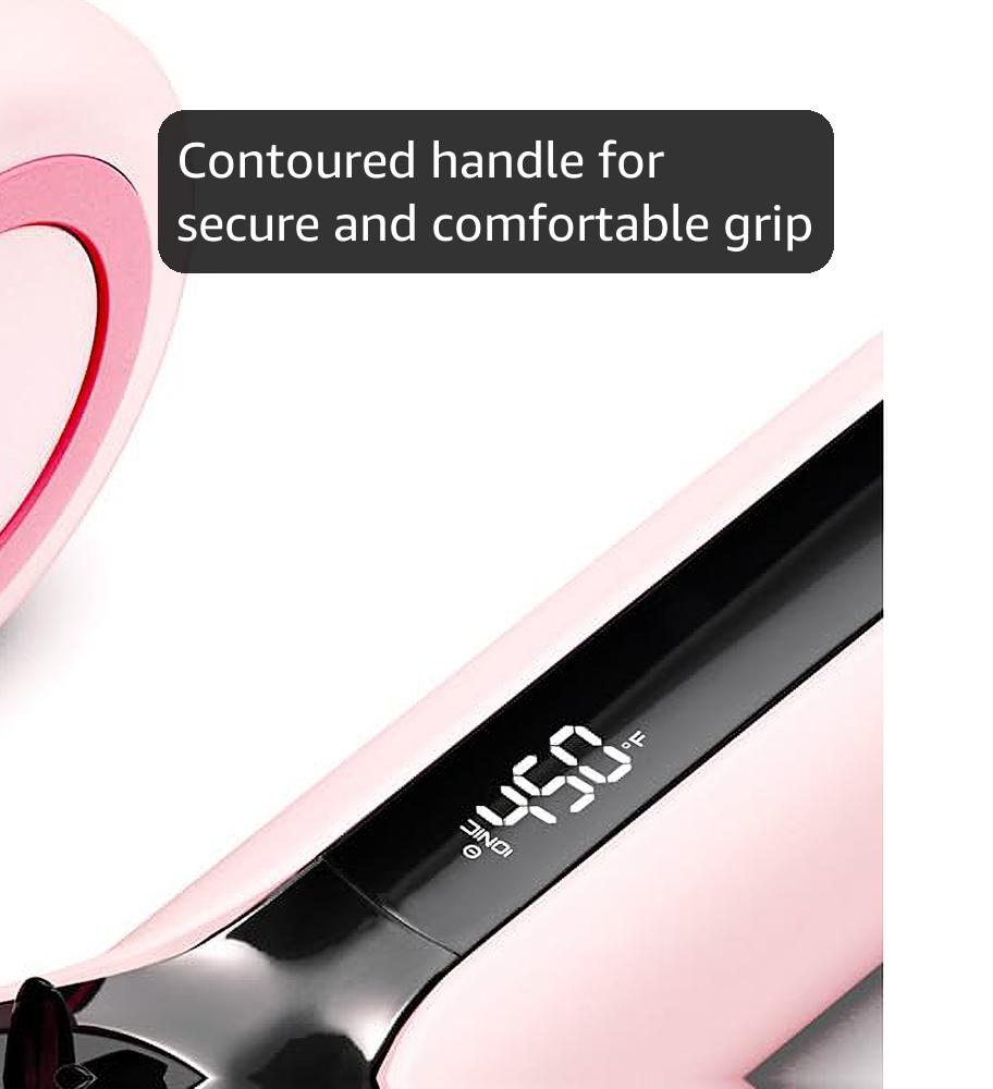 TYMO Hair Straightener Brush - Upgraded Ionic Plus Straightening Brush with Dense Bristles, 16 Temps, Dual Voltage | Ceramic Hot Comb for Women | Flat Iron for Thick Curly Hair, Pink