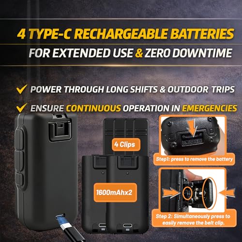 Image of BAOFENG UV-5R Mini Ham Radio - Dual Band VHF /UHF Radio with Extra Battery Earpiece for Outdoor Work - Rechargeable USB-C Portable Radio for Hiking Backup High-Visibility Orange White