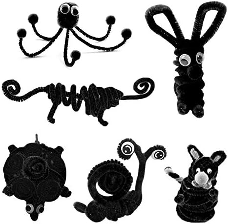 200 PCS Pipe Cleaners Chenille Stems Chenille Sticks for DIY Arts Creative Crafts Decorations Halloween Christmas Party Gift (Black)