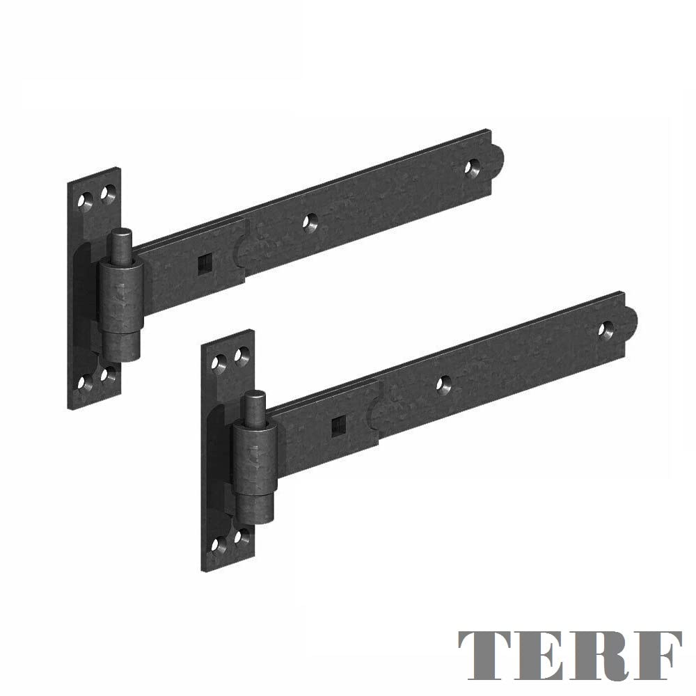 TERF® Gate Hinges Straight Flat Hook & Band Heavy Duty Black 350mm (14 inch) Including Fixing Screw for Use with Gate Shed Barns Garages Stables Commercial and Multi Purpose Use - Image 4