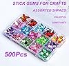 DISSONA Self Adhesive Gems Jewels for Kids Crafts Rhinestones Jumbo Crystal Stickers10 Shapes DIY Size :10mm to 20mm with Glue Stickers in Flat Back for Arts & Crafts Projects (500) Color at Random #1