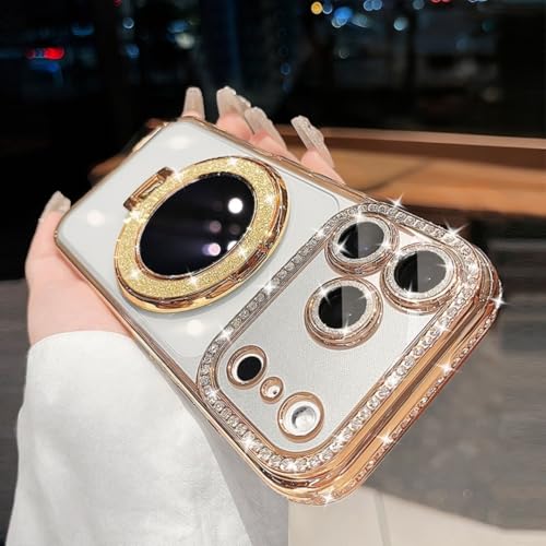 Étui de luxe à paillettes iPhone 14 Pro coque diamant or