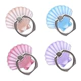 4PACK Cute Phone Ring Holder Grip, Funny Mermaid Sea Shell Conch 360 Rotation Cellphone Stand Finger Mount Kickstand (Shell)
