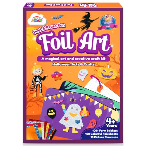 ZMLM Halloween Stickers Crafts Games for Kids - Foil Art No Mess Art - Foil Craft for Kids Halloween Party Games for 4+ Boys and Girls - Toys or Gifts for 4 5 6 7 8 9 10 Boys and Girls