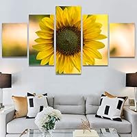 SIGNWIN 5 Panel Canvas Wall Art Bright Flowers for Home Decorations Ready to Hang - 60
