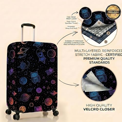 Image of Printed Luggage Cover for Traveling Bag & Suitcase - Stretchable & Scratchproof Trolley Protector with Velcro Lock & Lightweight Washable Material(Suitcase Not Included, Only Cover in Product)