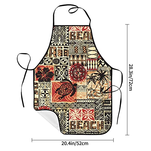 Tixyfan Hawaiian Style Tribal Patchwork Vintage Apron For Women Men With Pockets Kitchen Aprons For Chef Cooking Bbq Grill, White #TOP1