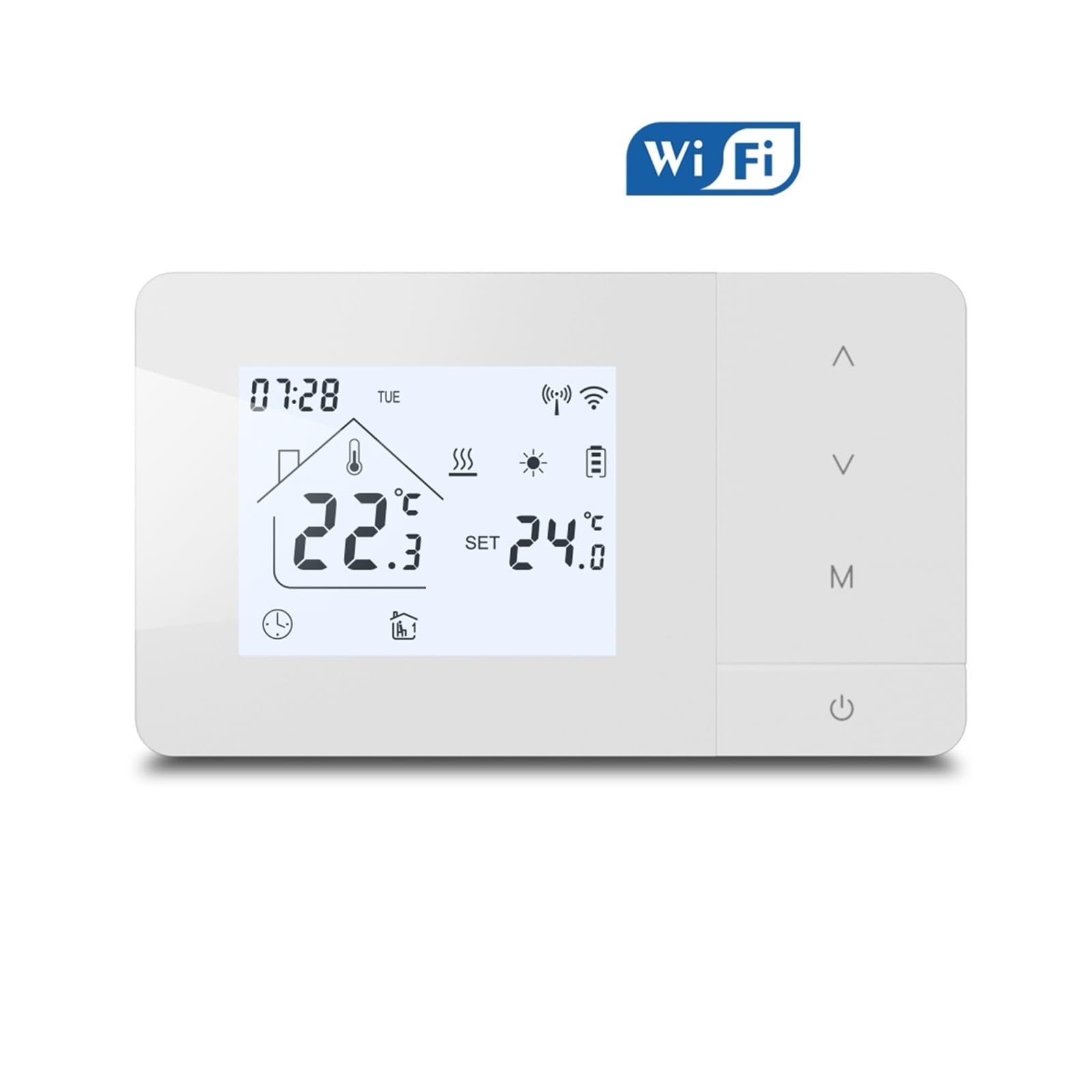Thermostat Intelligent, Thermostat de Chauffage à Batterie, contrôleur température Chauffage/Refroidissement Wi-FI for chaudière gaz(Zwart)