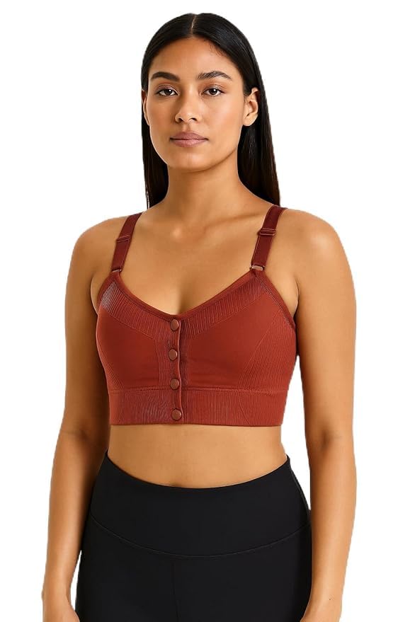 Image of Women's Maternity Nursing Bra, Front Open with Button Closure, Wirefree Padded, Seamless Inner, with Tube Bra,Pack of 1 (Free Size 30,32,34)