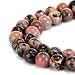 BRCbeads Gorgeous Natural Black Stripe Rhodochrosite Gemstone Smooth Round Loose Beads 10mm Approxi 15.5 inch 35pcs 1 Strand per Bag for Jewelry Making