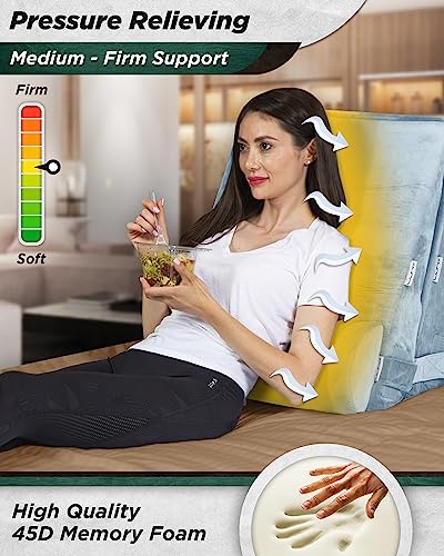 Lunix Lx8 Adjustable 4Pcs Orthopedic Bed Wedge Pillow Set, Post Surgery 100% Memory Foam For Back, Neck, Leg Pain Relief, Sitting Pillow For Acid Reflux And Gerd, Comfortable Pillows For Sleeping Gray #TOP5