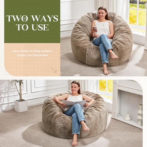 Image of Hobestluk Bean Bag Chair for Adult Giant Beanbag with Filler Brown 3FT | Breathable Material Removable Machine Washable Cover Memory Foam Living Room Bedroom Reading Gaming Oversized Large Big