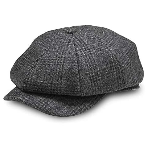 Newsboy Flat Caps Men, Shelby Baker Boy Hats for Men Grey Tweed Vintage Adjustable Peaky 8 Piece Mens Gatsby Beret Hat Cover