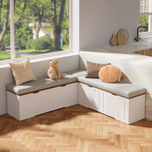 Znnam L Shaped Corner Bench with Storage, Breakfast...