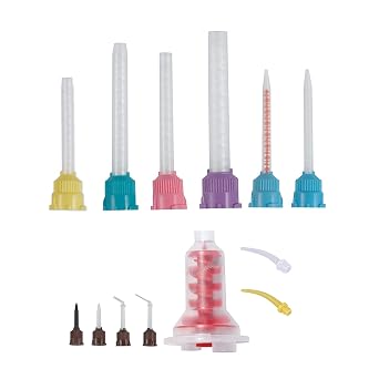 Dental Impression Mixing Tips, YOUYA DENTAL 100pcs Dental Intra Oral Tips for Dentistry Materials Mixing Tube Disposable Silicone Rubber Head Lab Products -Yellow Injection Tips