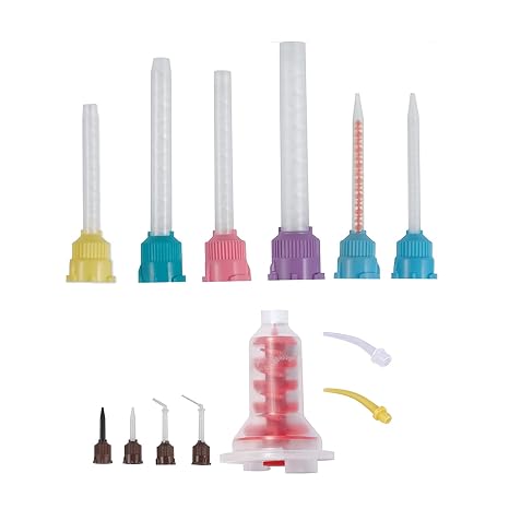 Dental Impression Mixing Tips, YOUYA DENTAL 100pcs Dental Intra Oral Tips for Dentistry Materials Mixing Tube Disposable Silicone Rubber Head Lab Products -Yellow Injection Tips