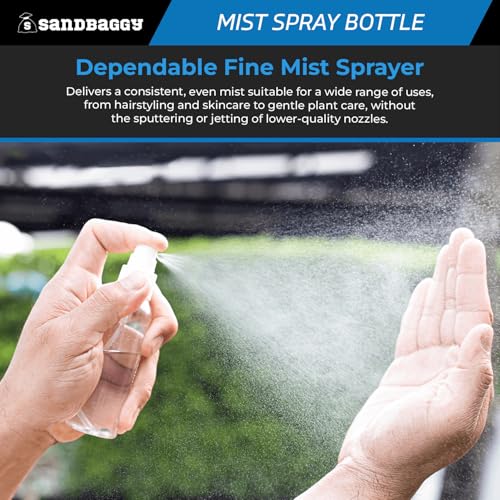 Sandbaggy 2 oz Plastic Spray Bottle | Fine Mist Sprayer | Clear, Transparent, Cylinder Shape | BPA Free (50)3