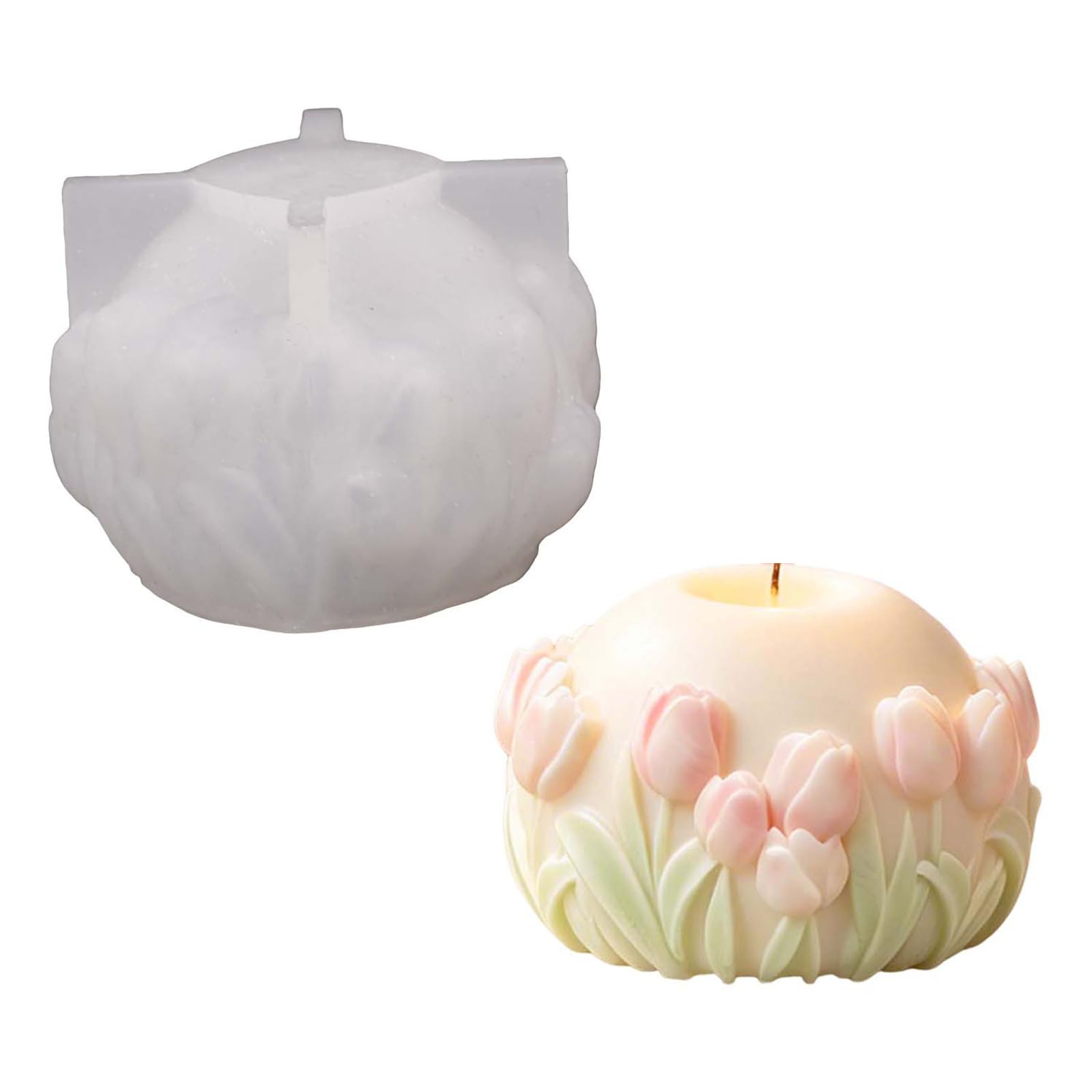 Mtucegi Resin Casting Flower Mold in Silicone, Round Relief Form for Making and Plaster Crafting, Single Mold, Size Approx 3.34 X 3.34 X 2.44 in Flower Floral Casting Silicone Wax Resin Cast Plaster