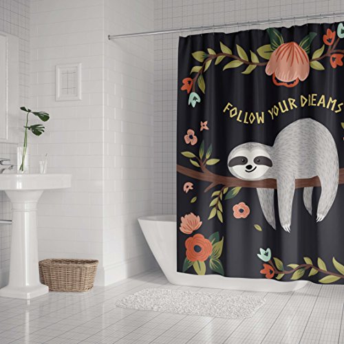 LifeCustomize Cute Sloth Shower Curtain 60x72 Inch Follow Your Dreams ...
