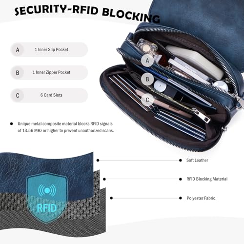 Roulens Crossbody Bags for Women, 2024 Vegan Leather Shoulder Handbags, Cell Phone Leather Handbag for Women with Adjustable Wide Strap - Image 6