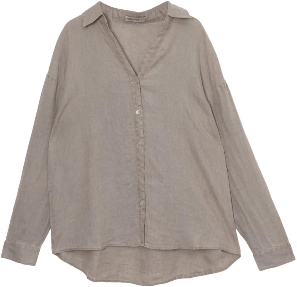 Amazhiyu Women's 100% Linen Plant-Dyed Long Sleeve Button-Down Shirt Blouse - Image 6