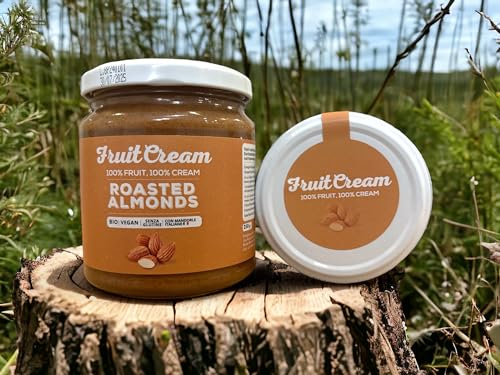 FruitCream 100% MANDELCREME Glas 250g | Ohne Zuckerzusatz | 100% Mandelmus | Ohne Palmöl | Mit italienischen Mandeln | Glutenfrei | Proteincreme