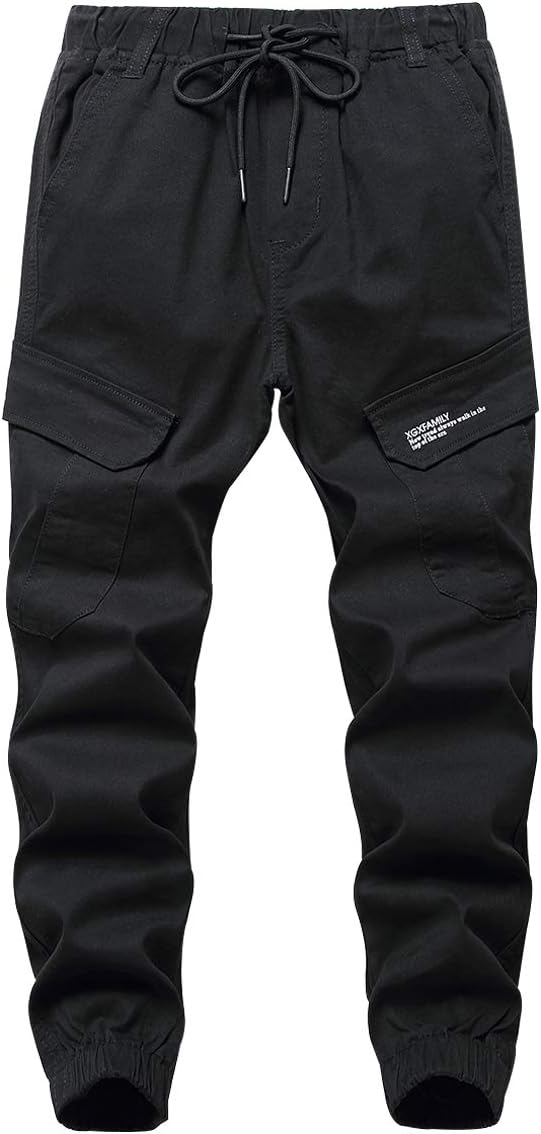 Boys' Cargo Joggers Pants Youth Stretch Elastic Waist Twill Trousers Kids Casual School Uniform Bottoms 6-14 Years
