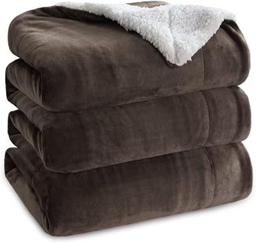 Bedsure Sherpa Fleece Throw Blanket - Throws For Sofas, Brown, 130x150cm