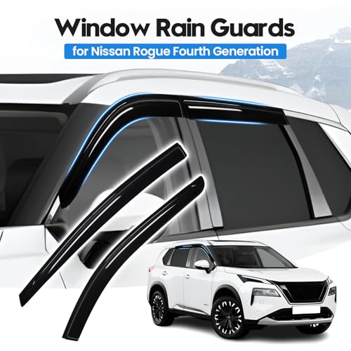 Image of Rogue Rain Guard - Window Visors for Nissan Rogue 2021-2025 2026, Out-Channel Side Window Rain Guards for Rogue, 4PCS, Black, Car Accessories