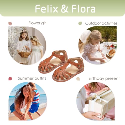 Image of Felix & Flora Toddler Girls Sandals Flower Girl Shoes Soft Rubber Princess Flat Shoes