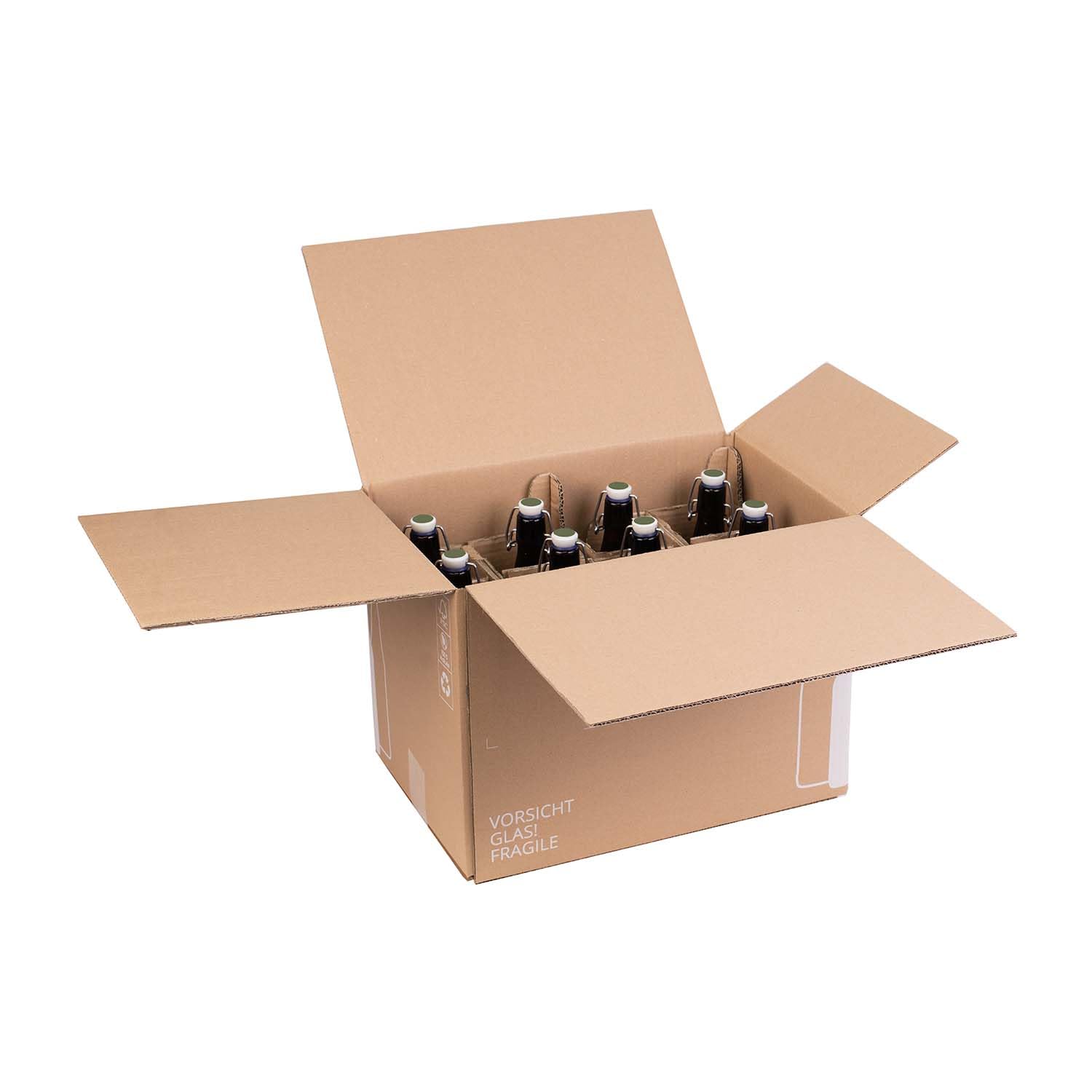 smiley pack Flaschenversandkarton Bier 0,5 Liter für 12 Flaschen inklusive Einlage PTZ zertifiziert für Versand mit DHL DPD Bierflaschen Bierversandkarton Bierkarton Bierverpackung (20)