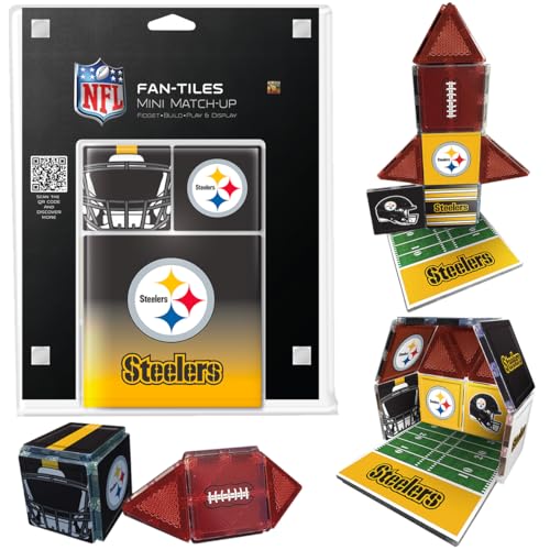CreateOn Pittsburgh Steelers NFL Fan-Tiles - Azulejos magnéticos para combinar | Juego de construcción de 17 piezas para niños y adultos | Coleccionables del equipo con licencia oficial de la NFL |