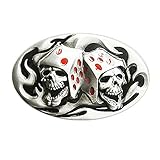 [page_title]-eeddoo® Gürtelschnalle - Casino Skull Dices (Buckle für Wechselgürtel für Damen und Herren | Belt Frauen Männer Oldschool Rockabilly Metall Gothic Wave Rock Biker Western Trucker Casino Skull)