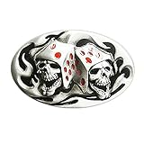 eeddoo® Gürtelschnalle - Casino Skull Dices (Buckle für Wechselgürtel für Damen und Herren | Belt Frauen Männer Oldschool Rockabilly Metall Gothic Wave Rock Biker Western Trucker Casino Skull)