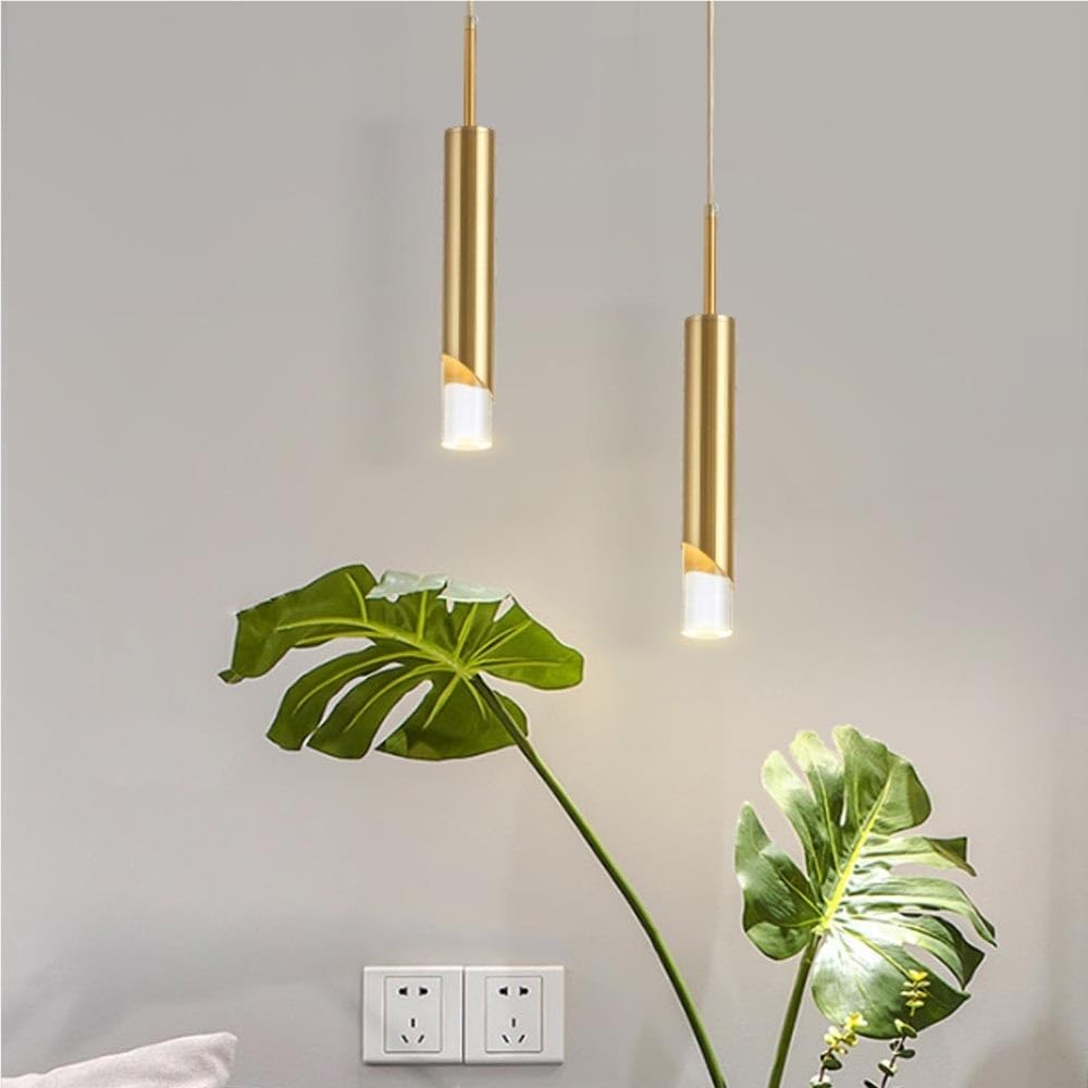 Nowoczesna lampa sufitowa ze szczotkowanego niklu w kolorze czarnym, mini lampa wisząca LED o regulowanej wysokości, ściemniana, trzy kolory (złota)