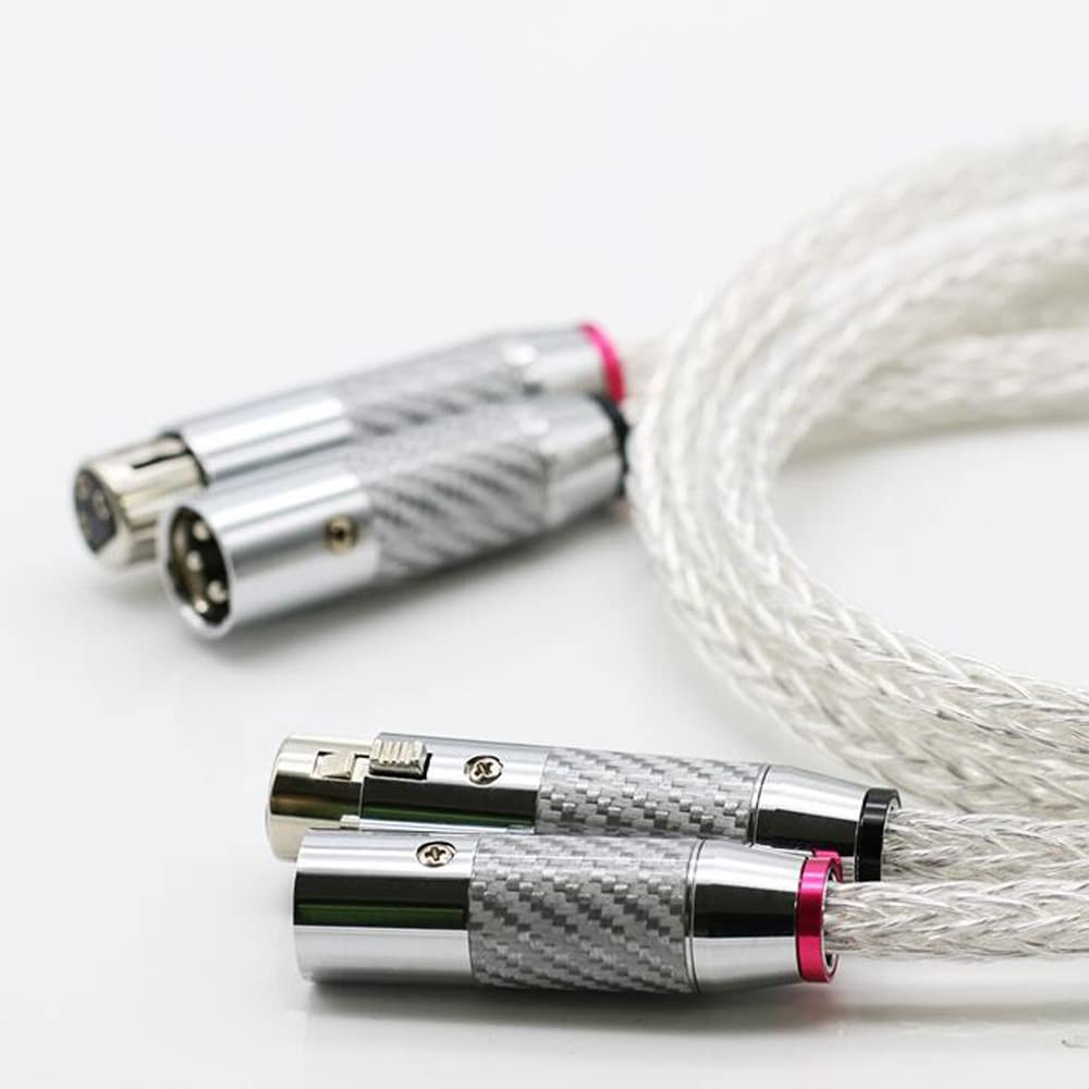 Cable de audio jack 3.5mm Hola fin 8AG Plateado OCC 16 Cable de audio Strands con fibra de carbono 3pins XLR Cable Balance, Conector XLR, Audio Cable de audio jack ( Color : Bluk cable , Size : 2m )